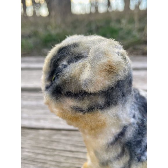 Vintage 1940s Mohair Stuffed Kitten Cat Toy Striped Gray Japan - Picture 10 of 12